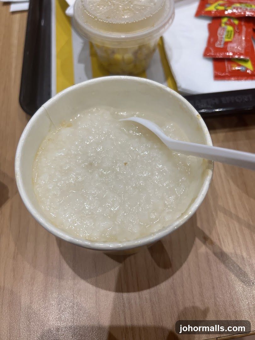 Congee with Corn and Ketchup Packets
