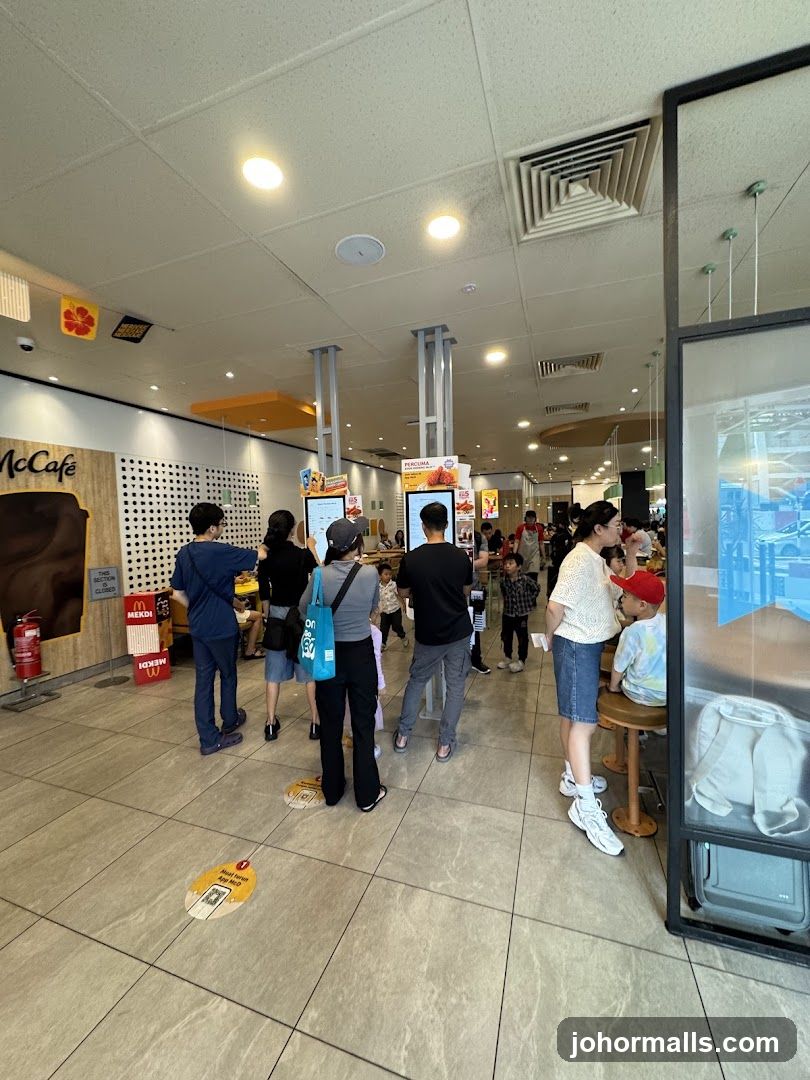 People queuing at a fast-food restaurant