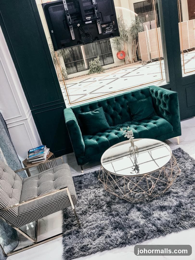 Modern waiting area with plush seating