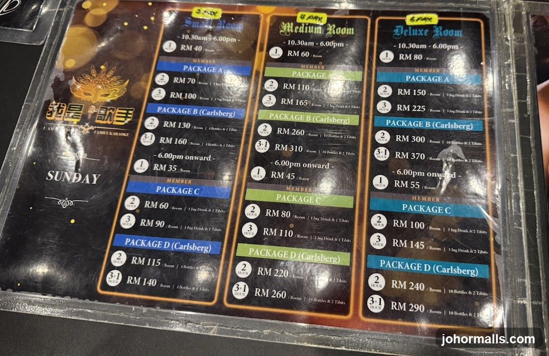 Karaoke Package Pricing by Room Size