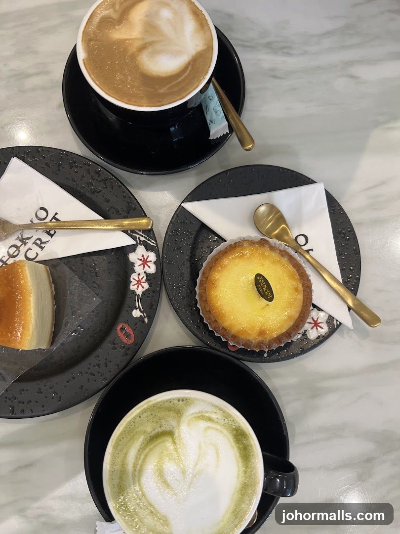 Coffee and Pastries on Marble Table