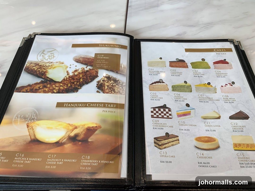 Crepes and Cakes Menu