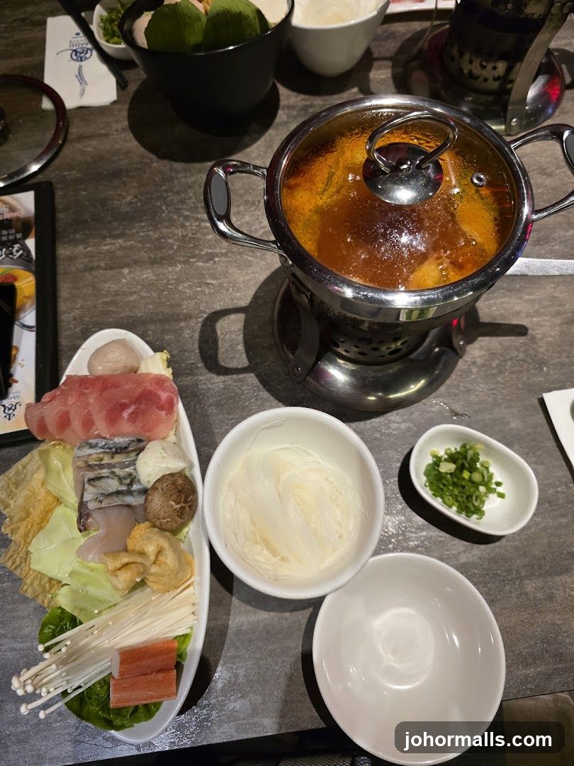 Hot pot dining setup