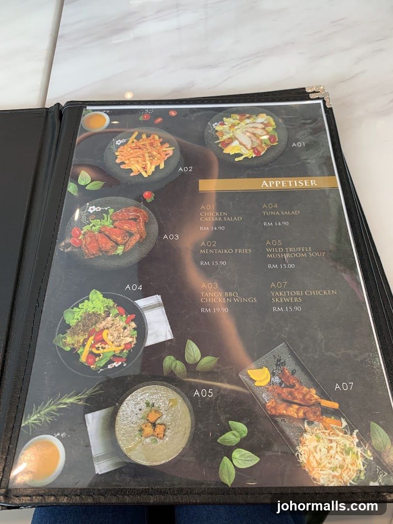 Appetiser Section of Menu