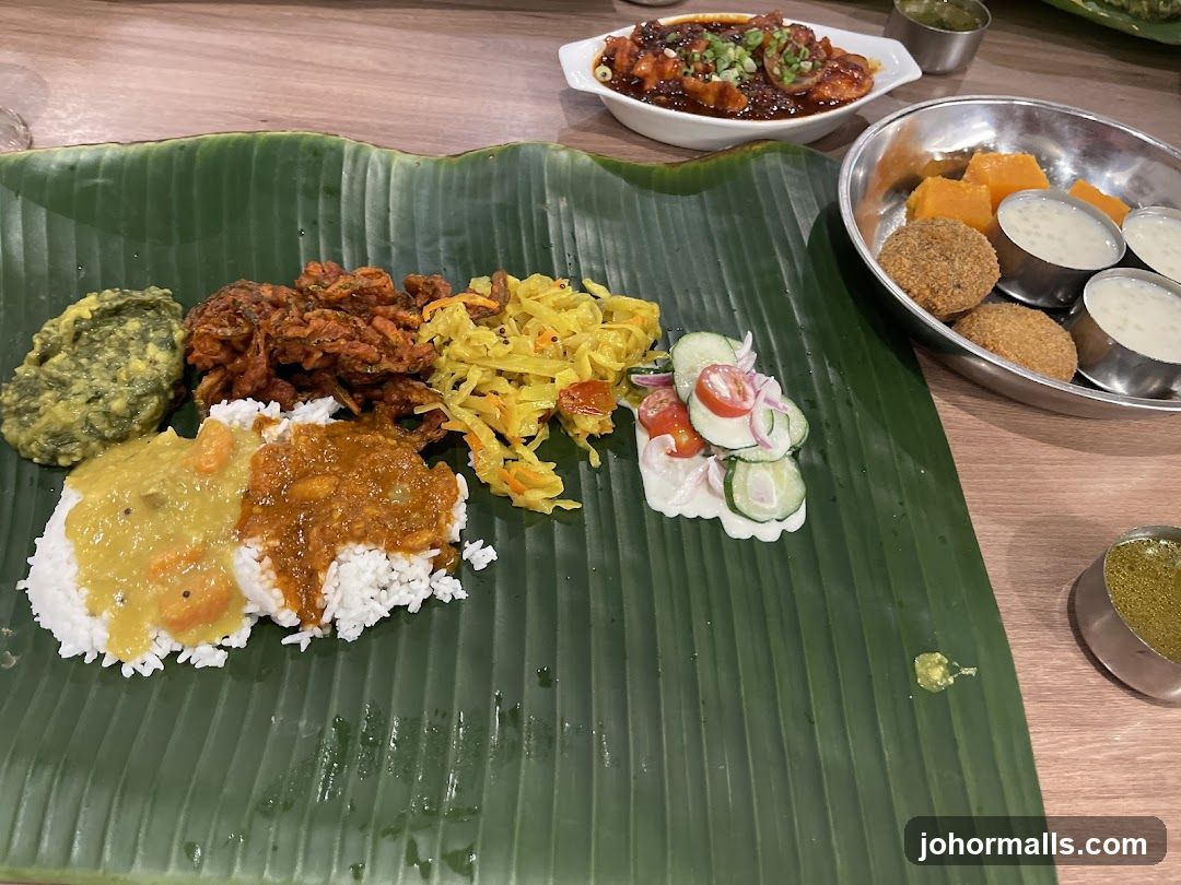 Indian Meal on Banana Leaf
