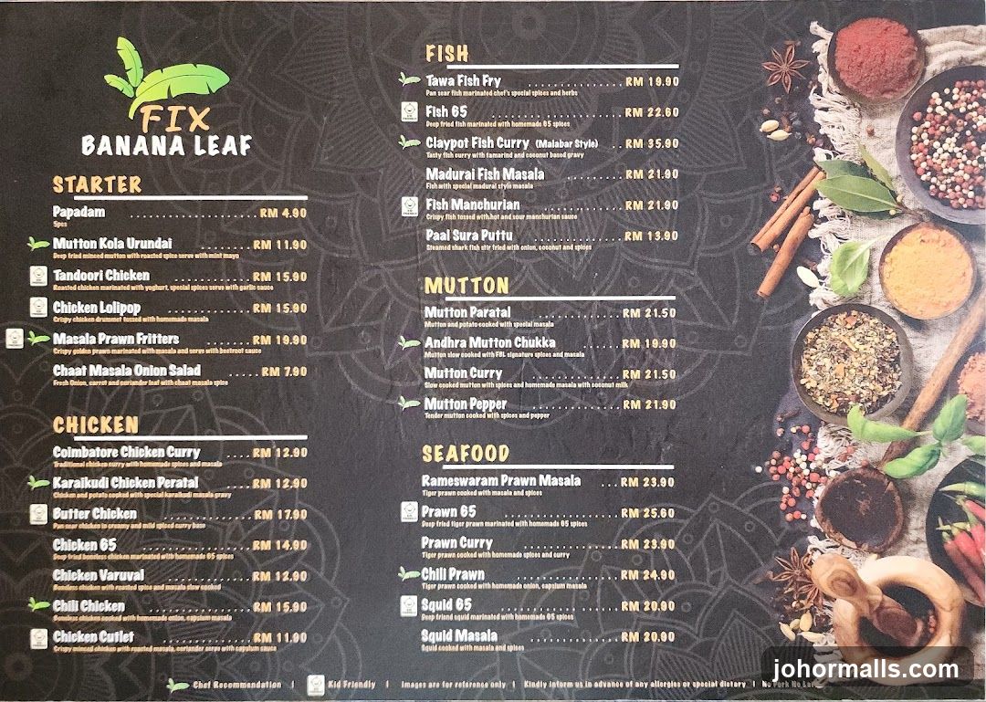 FIX BANANA LEAF Menu