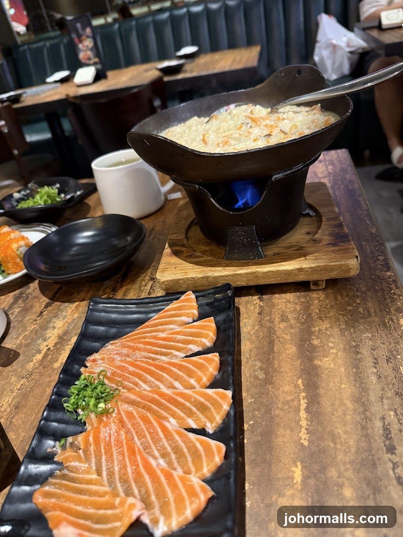 Salmon Sashimi and Hot Pot