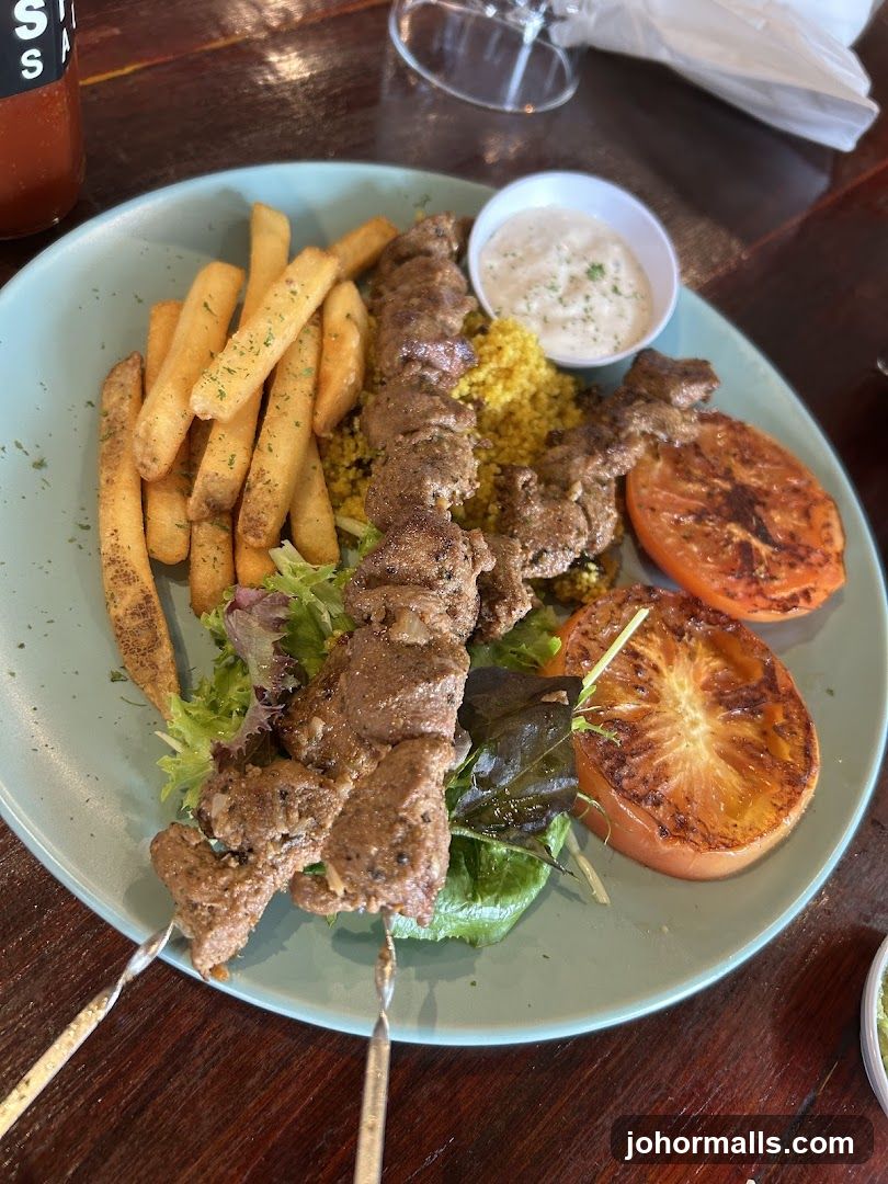 Lamb Skewers with Fries and Couscous