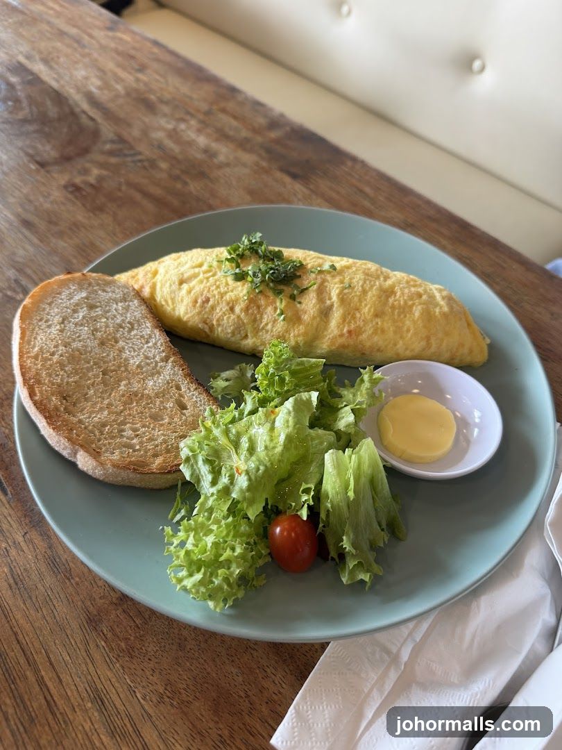 Omelette with Toast and Salad