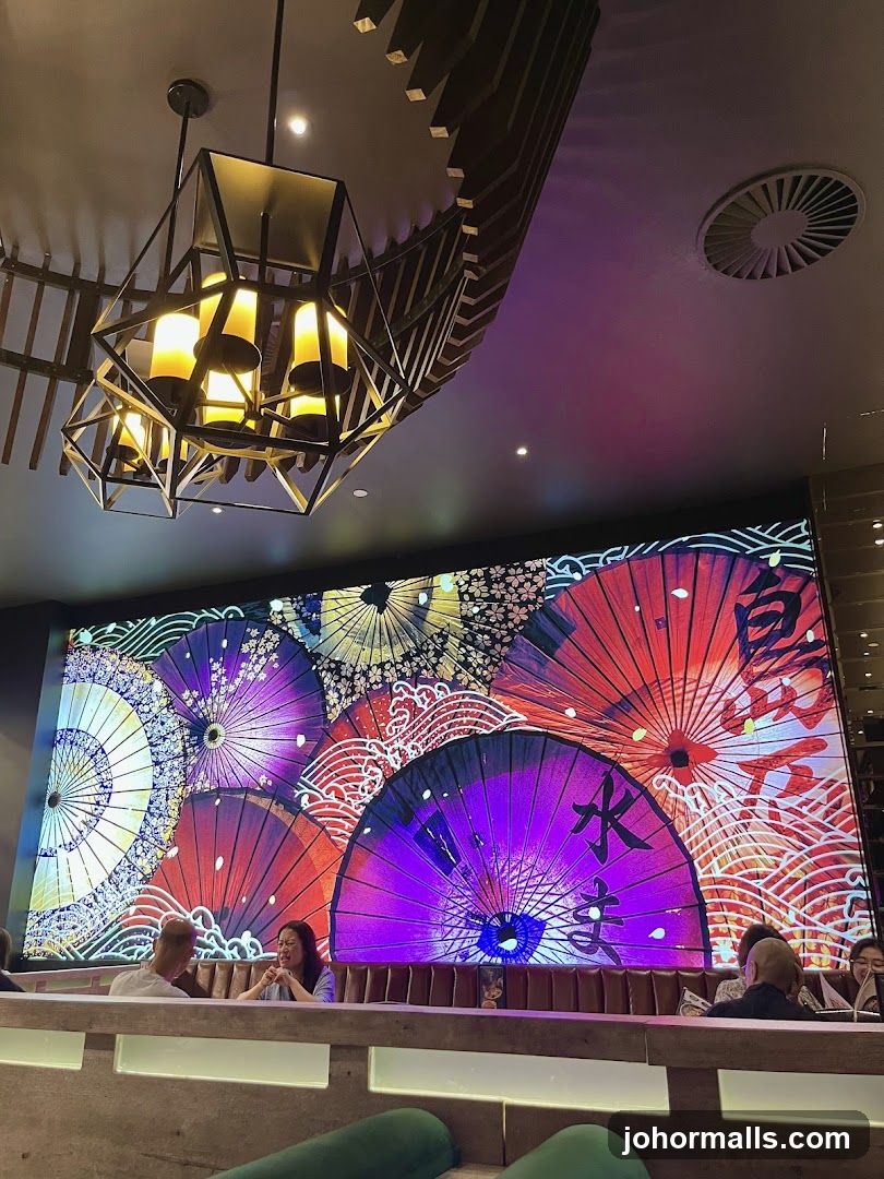 Restaurant Interior with Japanese Umbrella Mural