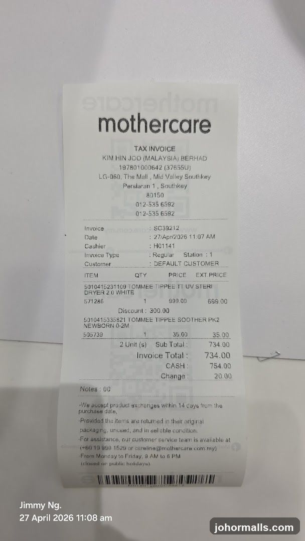 Mothercare Invoice