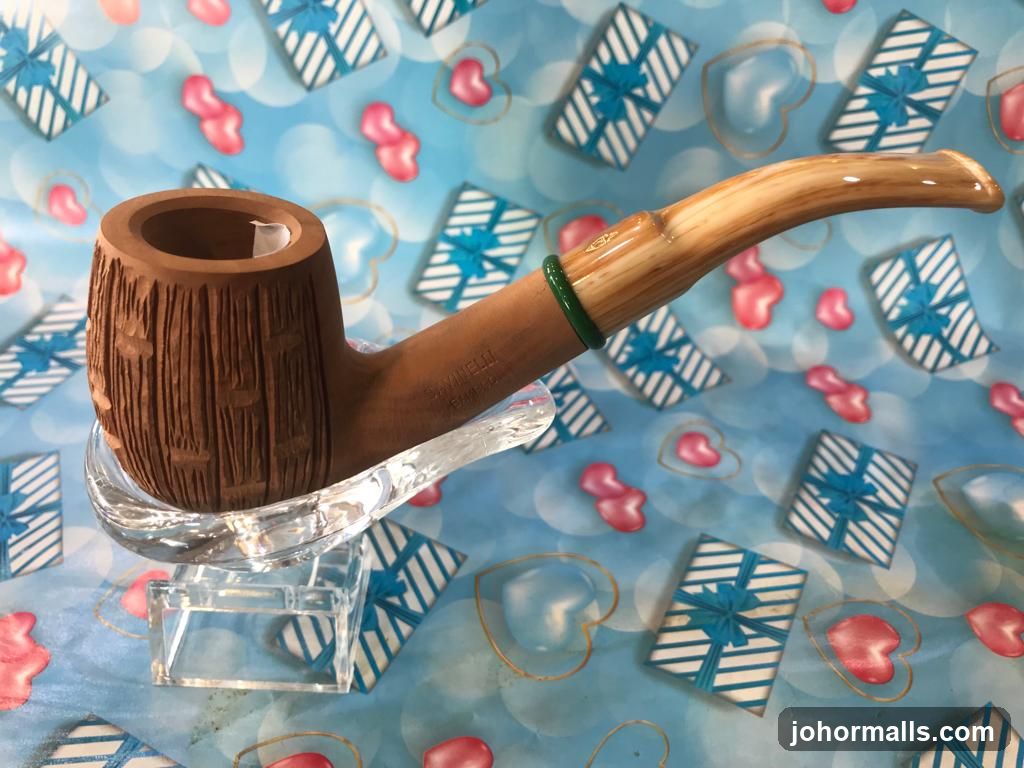 Wooden Pipe with Bamboo Stem