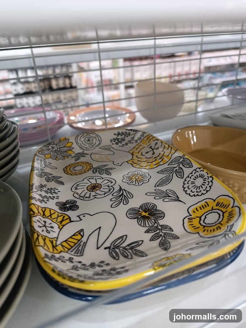 Plates with floral and bird pattern