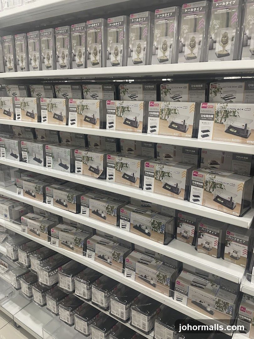 Display shelves with storage boxes