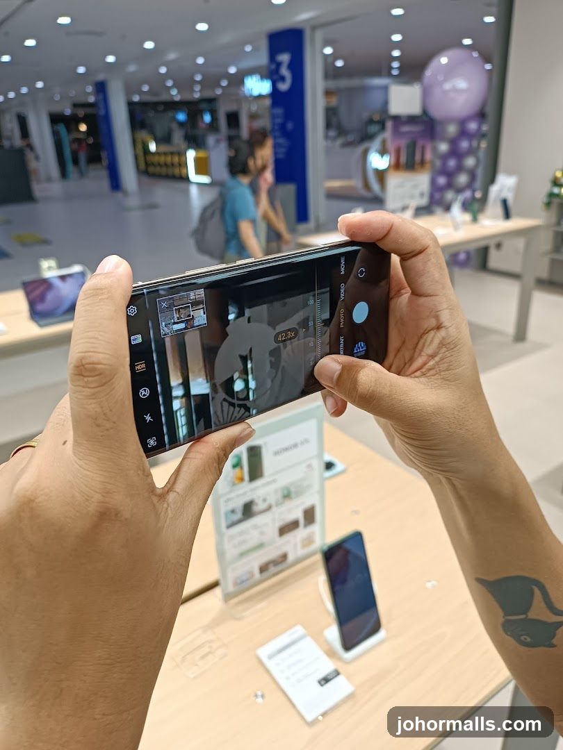 Person taking a photo of a display