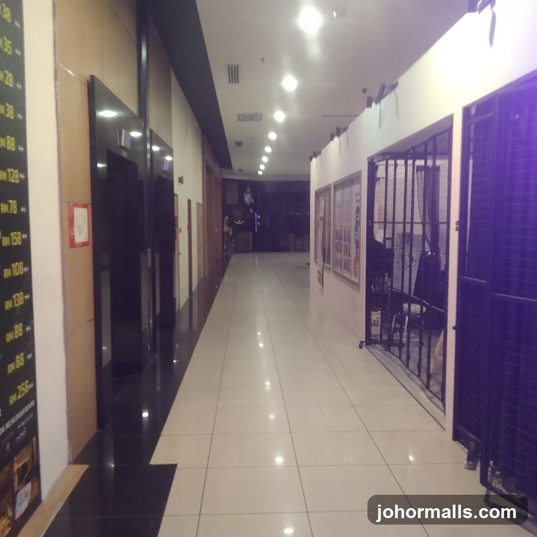 Indoor Hallway with Elevators and Display Cases