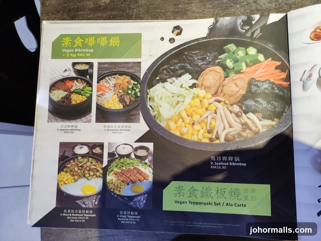 Vegan Bibimbap and Teppanyaki Menu