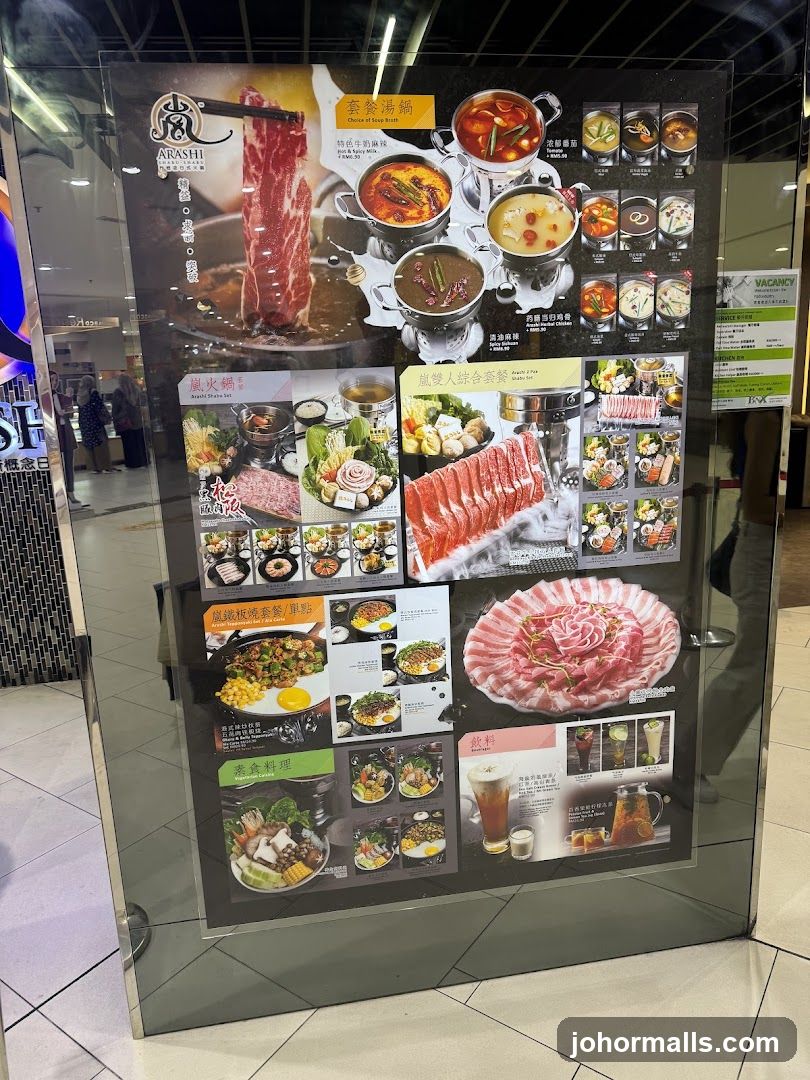 Arashi Shabu Shabu Menu