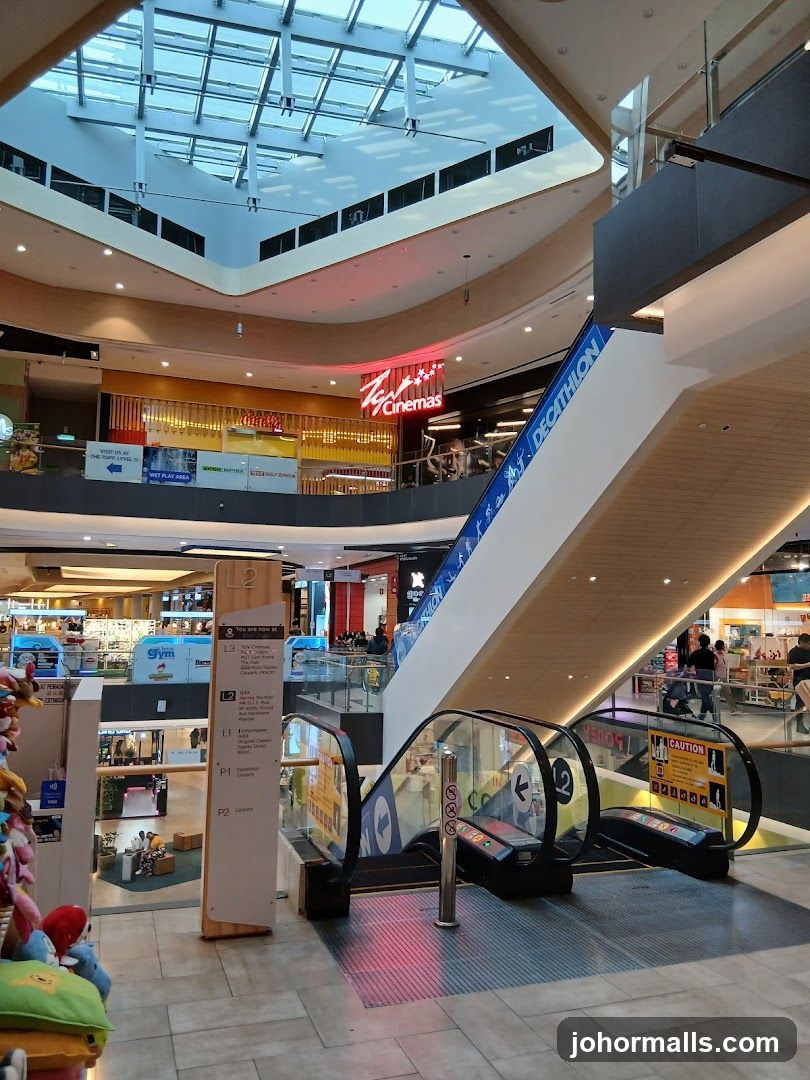 Shopping Mall Interior with Escalators