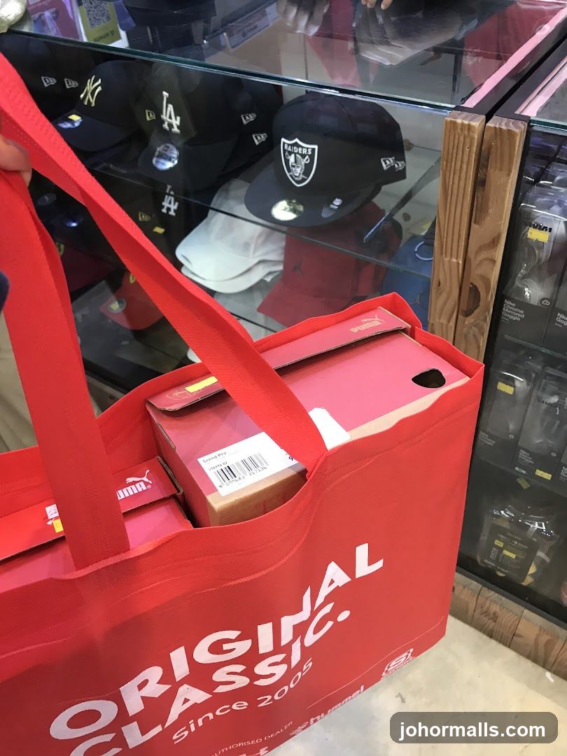 Red Shopping Bag with Merchandise