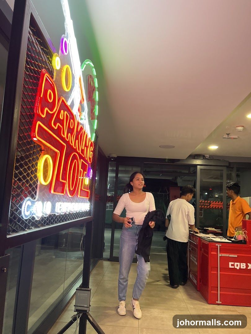 Neon Sign and People at a Counter