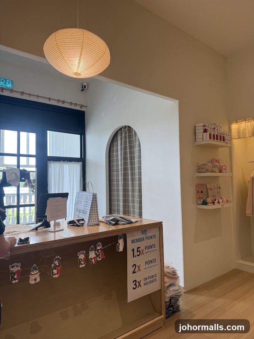 Retail counter with promotional signage