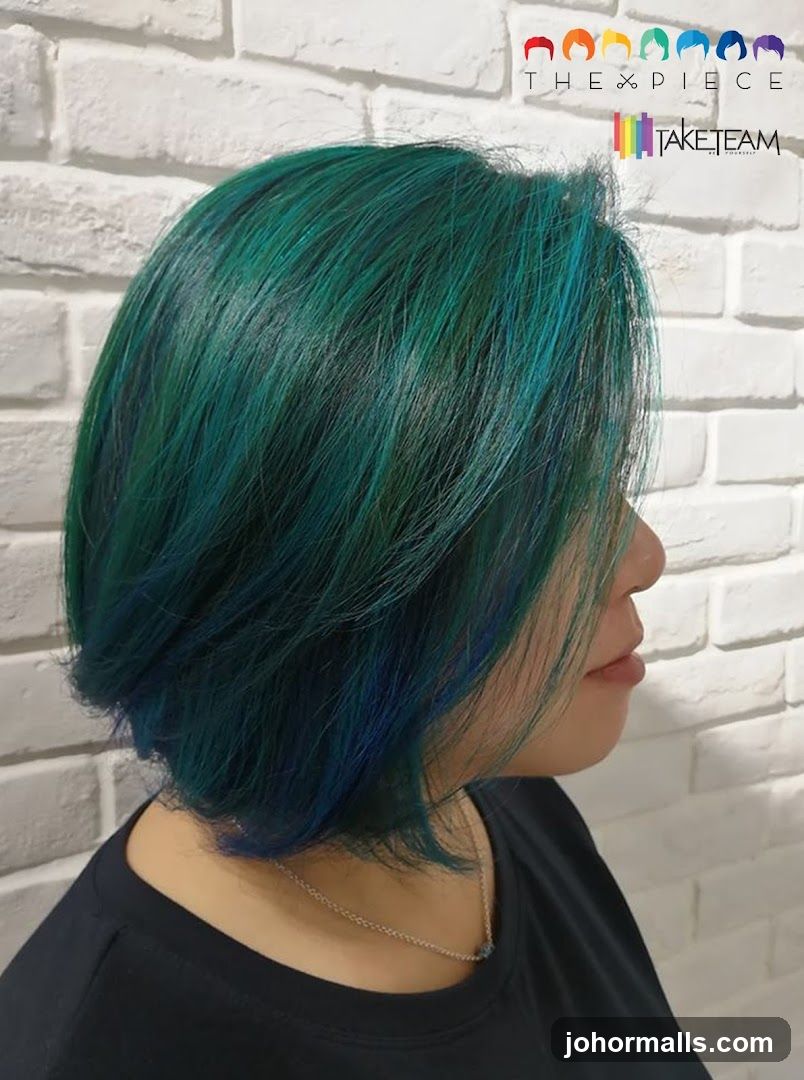 Woman with Teal and Blue Hair