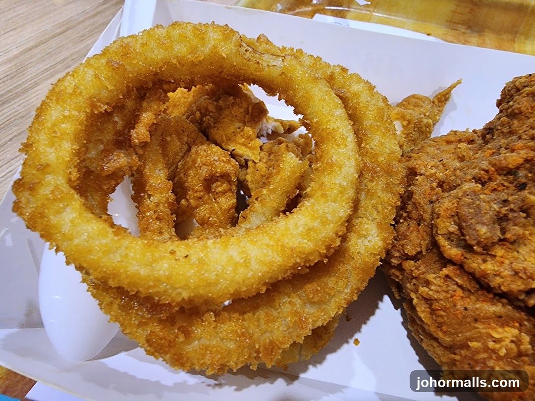 Fried Onion Rings and Chicken