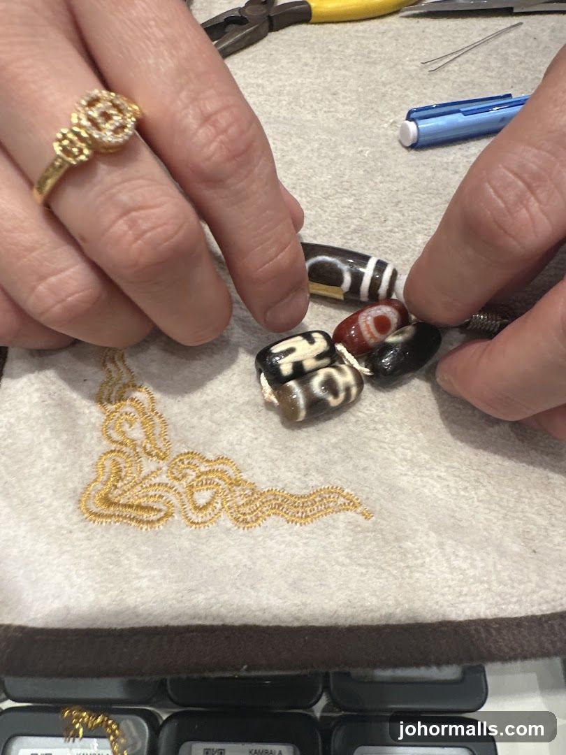 Beadwork in progress