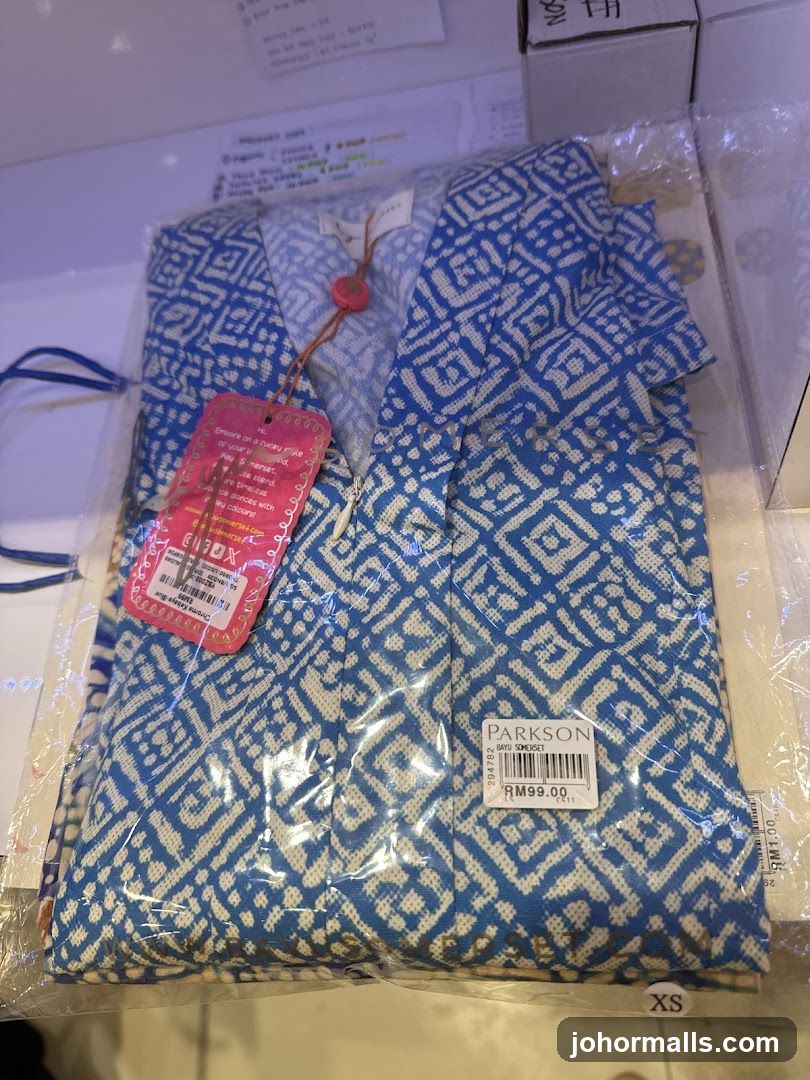 Blue and white patterned garment