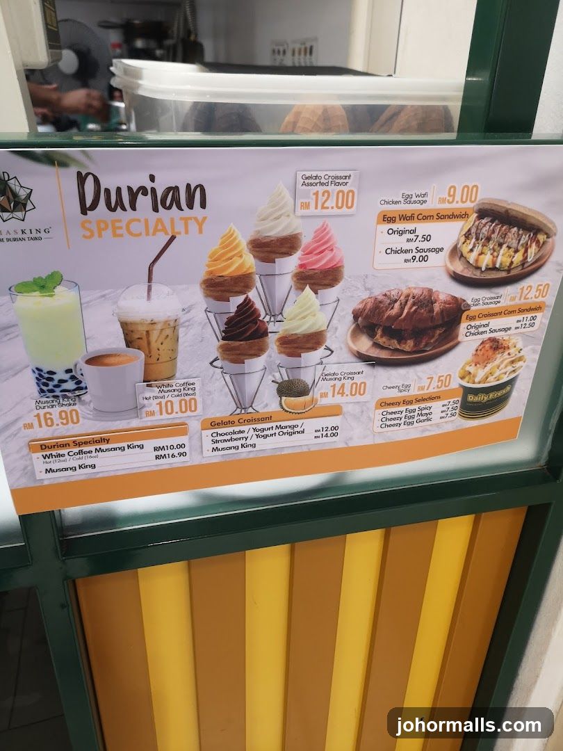 Durian Specialty Menu