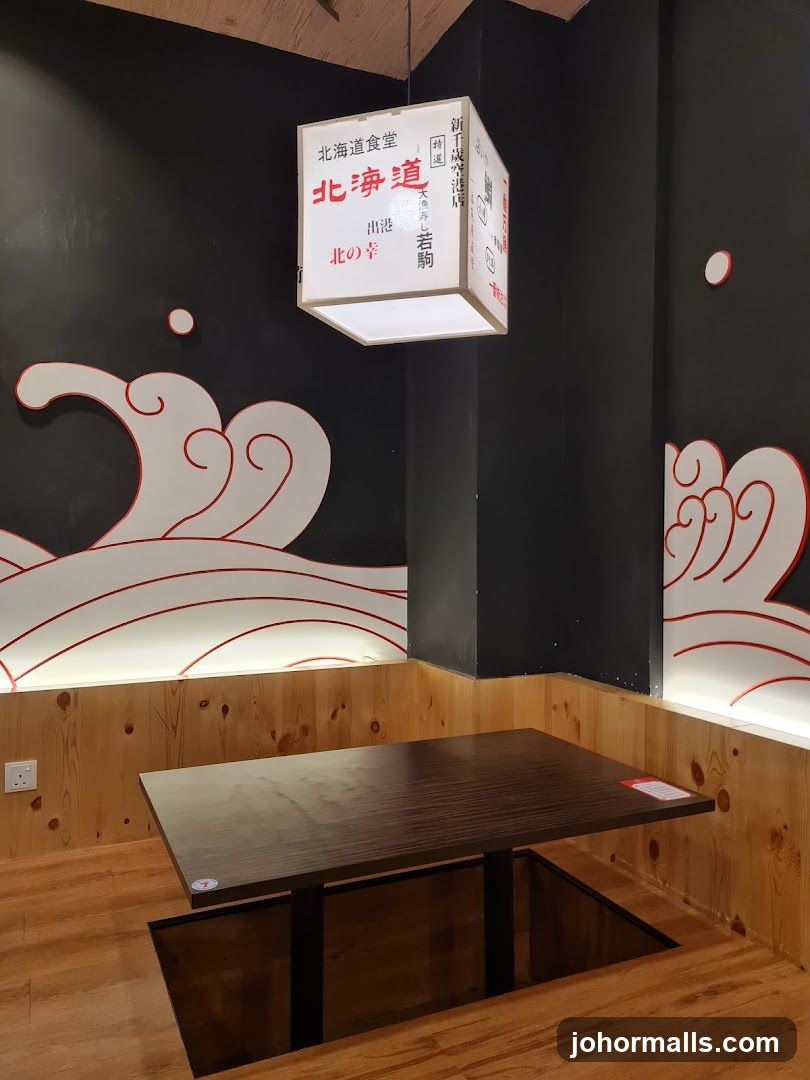 Restaurant Interior with Japanese Wave Decor