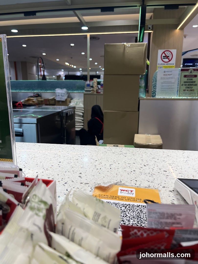 Counter with promotional materials