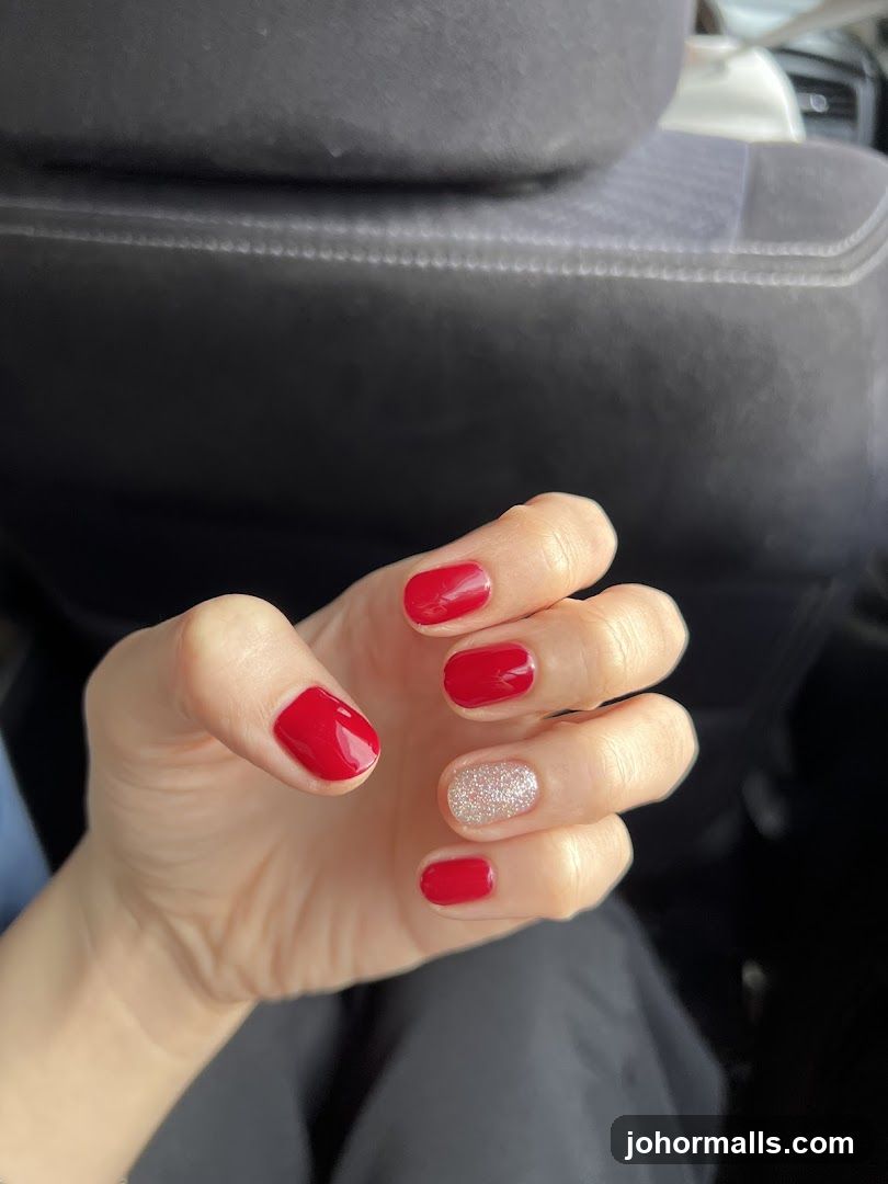 Red and Glitter Nails