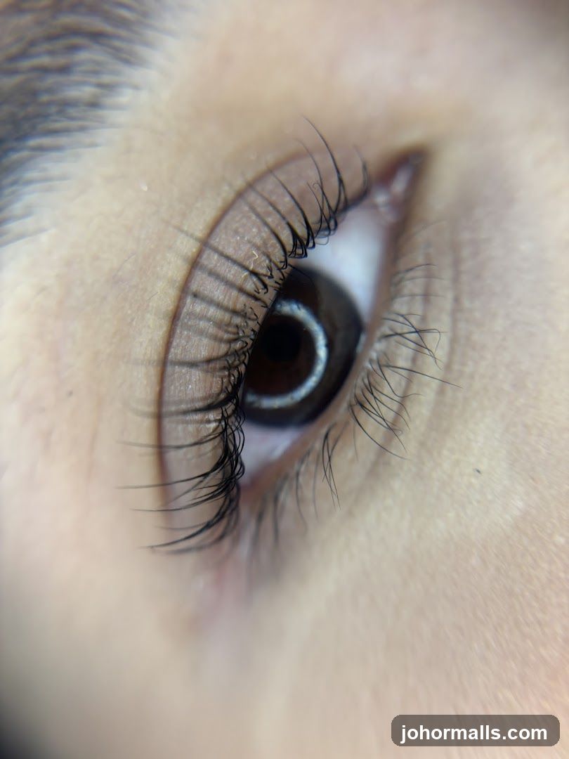 Close-up of an eye with long eyelashes