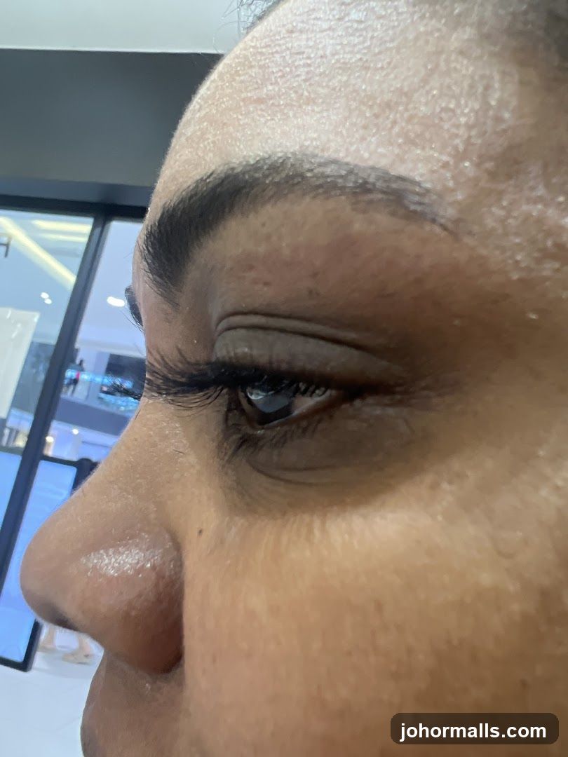 Close-up of a person's eye and nose