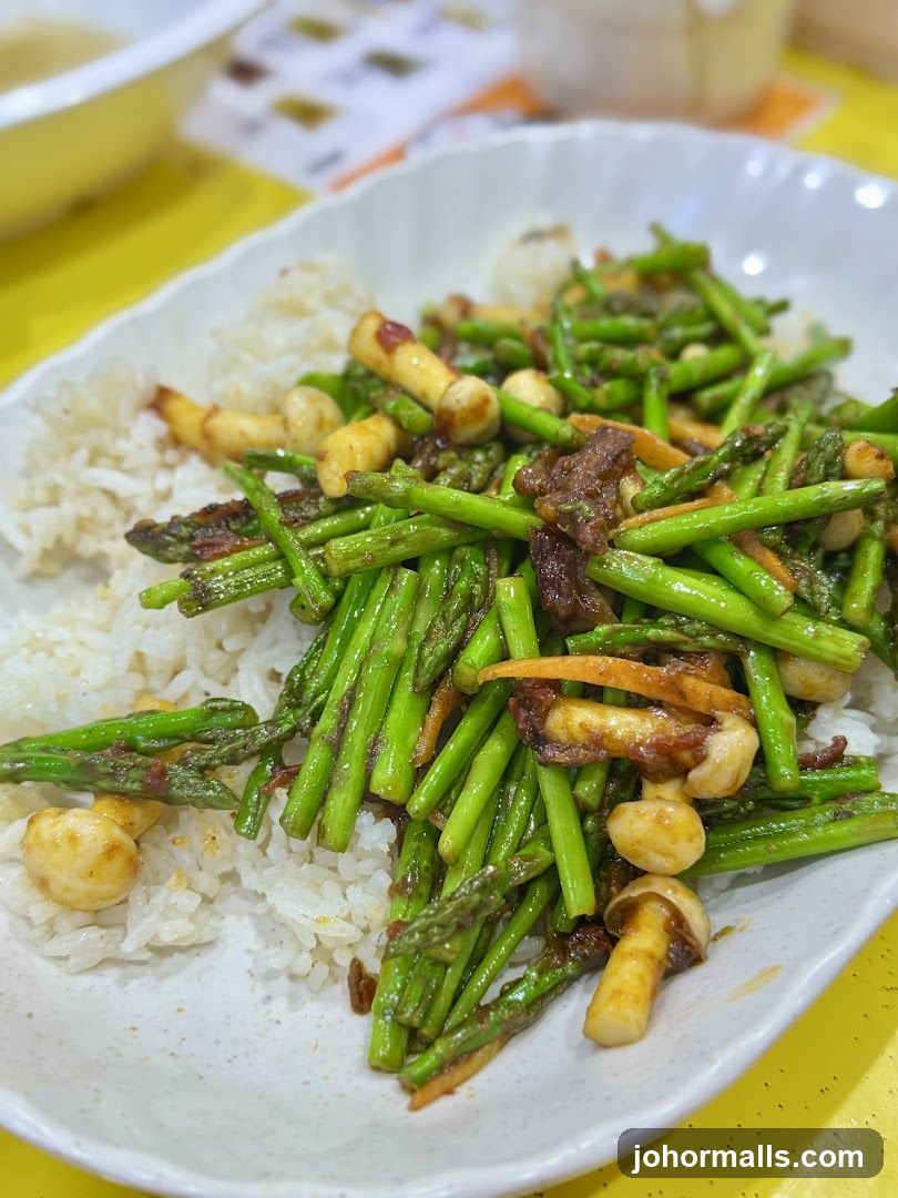 Asparagus and Mushroom Stir-fry with Rice