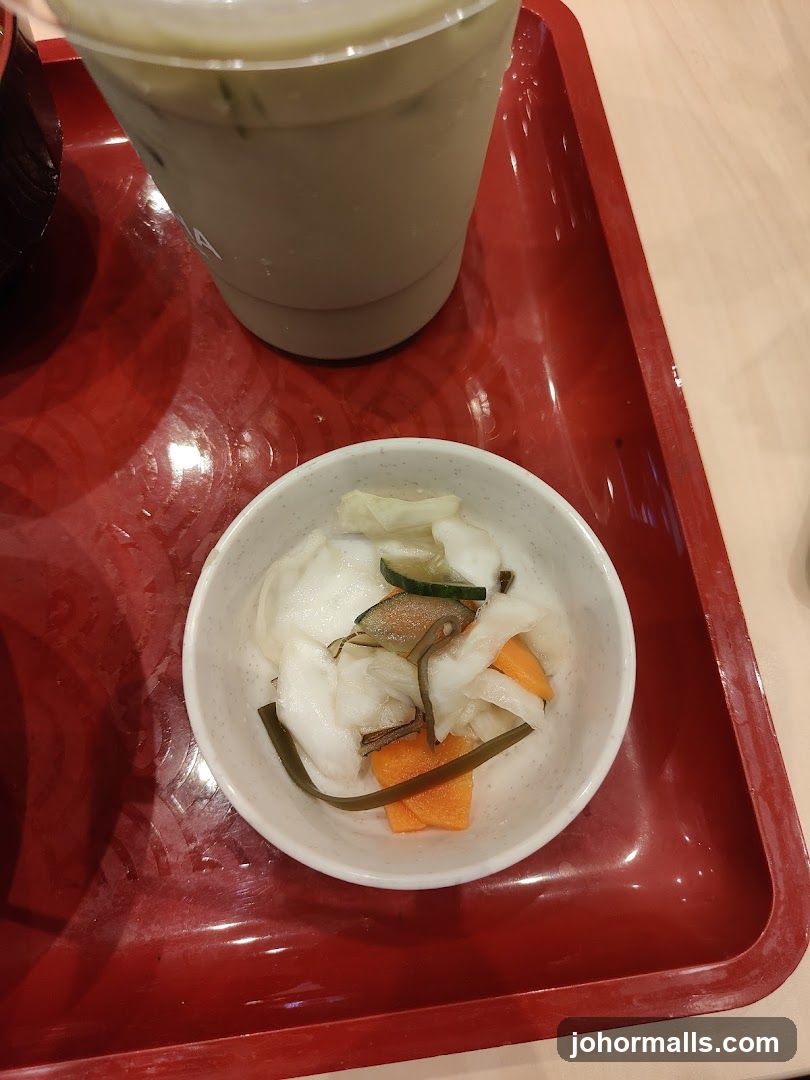 Pickled vegetables and a drink