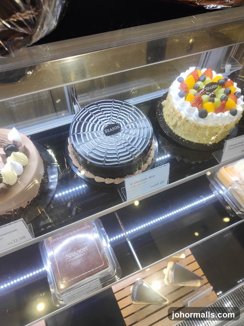 Cakes in a Display Case