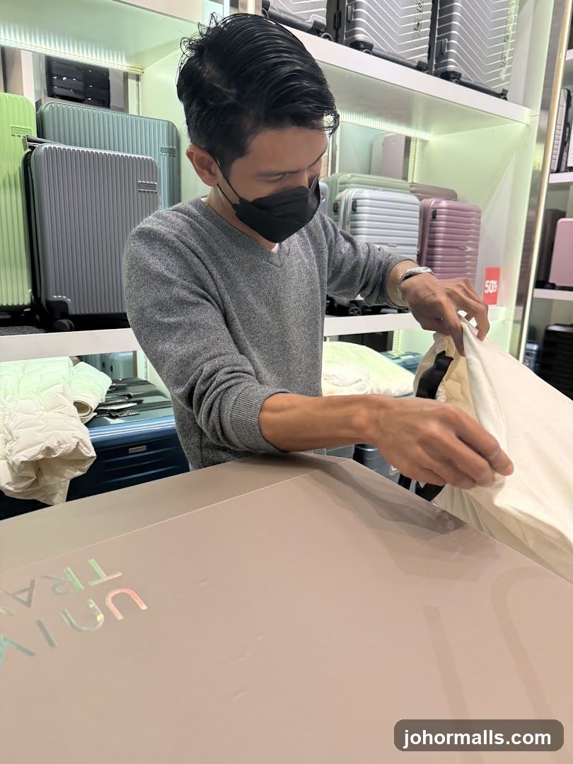 Man Unpacking Luggage