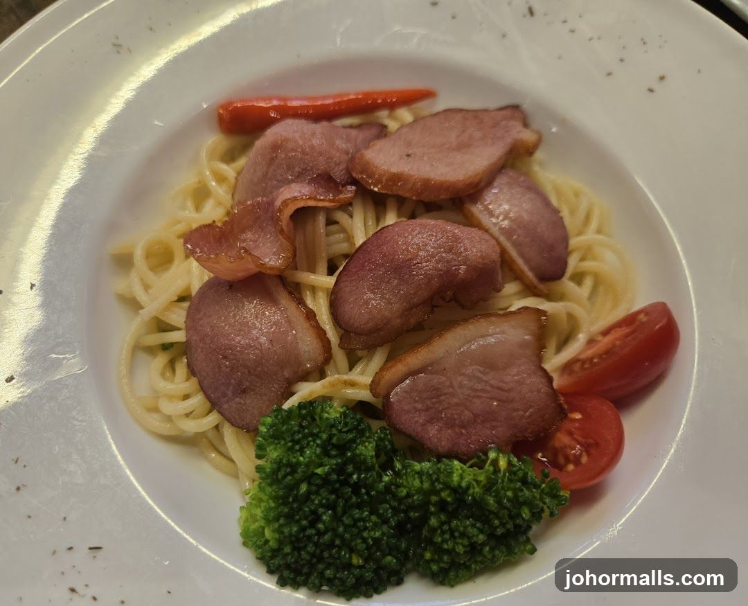 Spaghetti with Duck and Vegetables