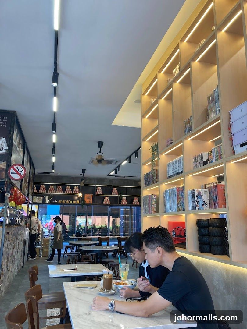 Interior of a cafe with patrons