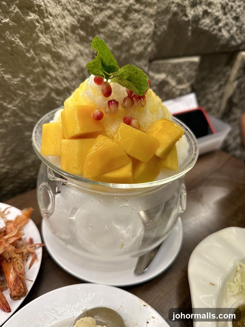 Mango shaved ice dessert
