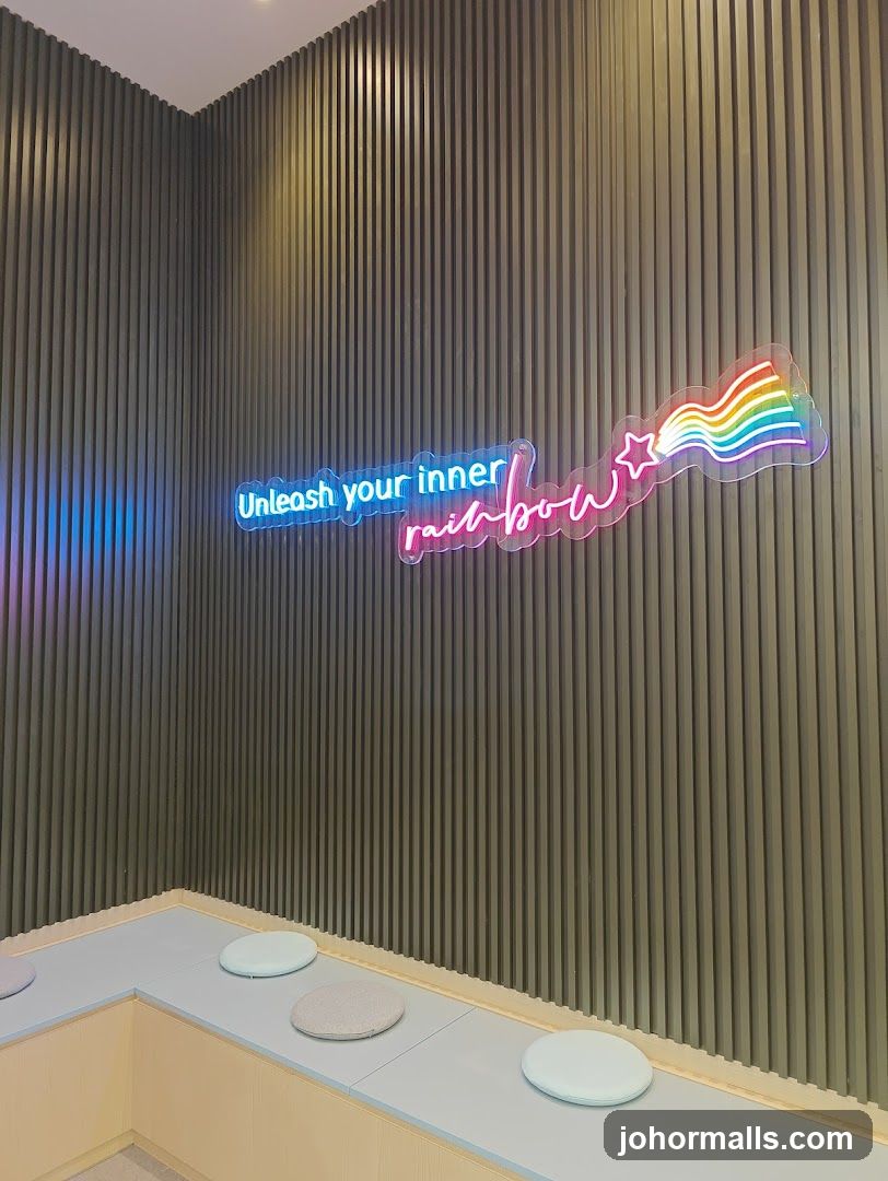 Neon Sign and Seating Area