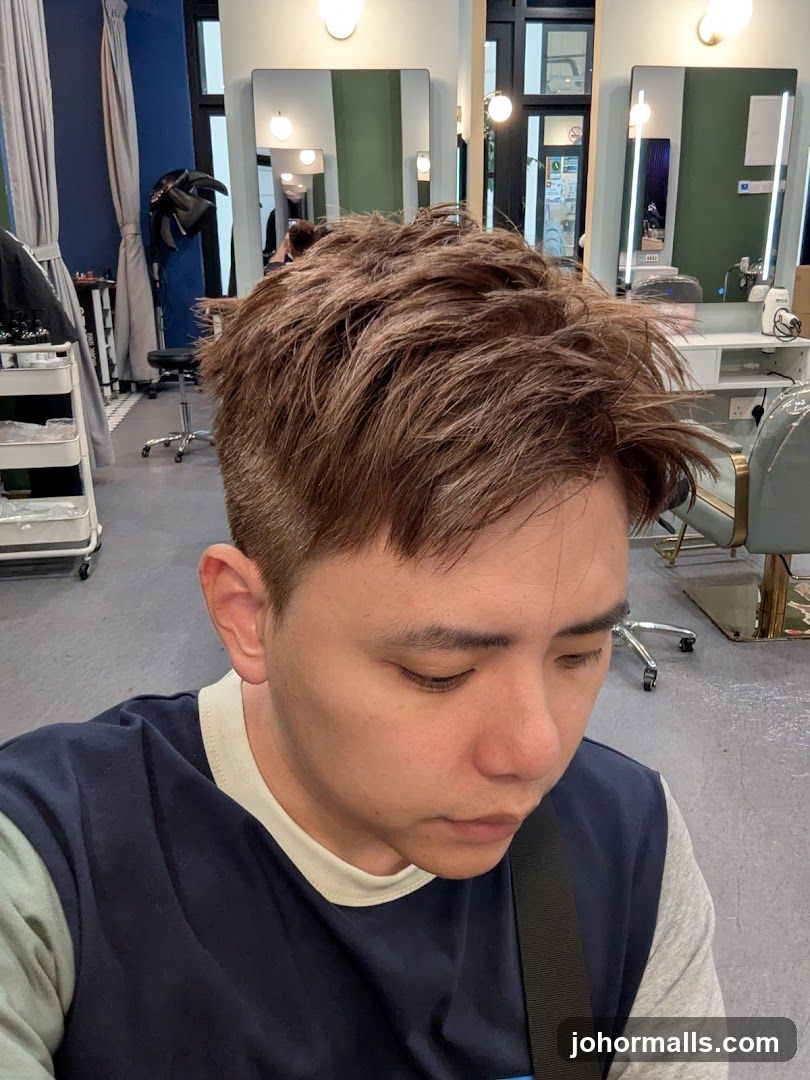 Man with styled hair in salon