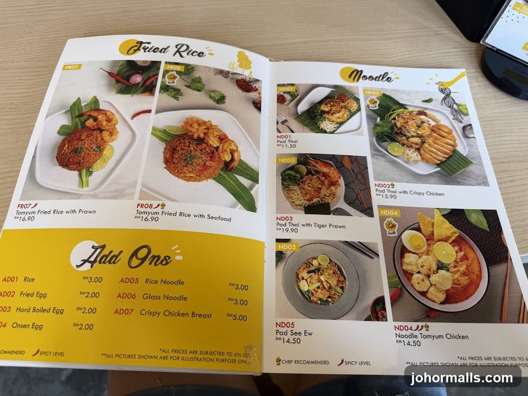 Fried Rice & Noodle Menu