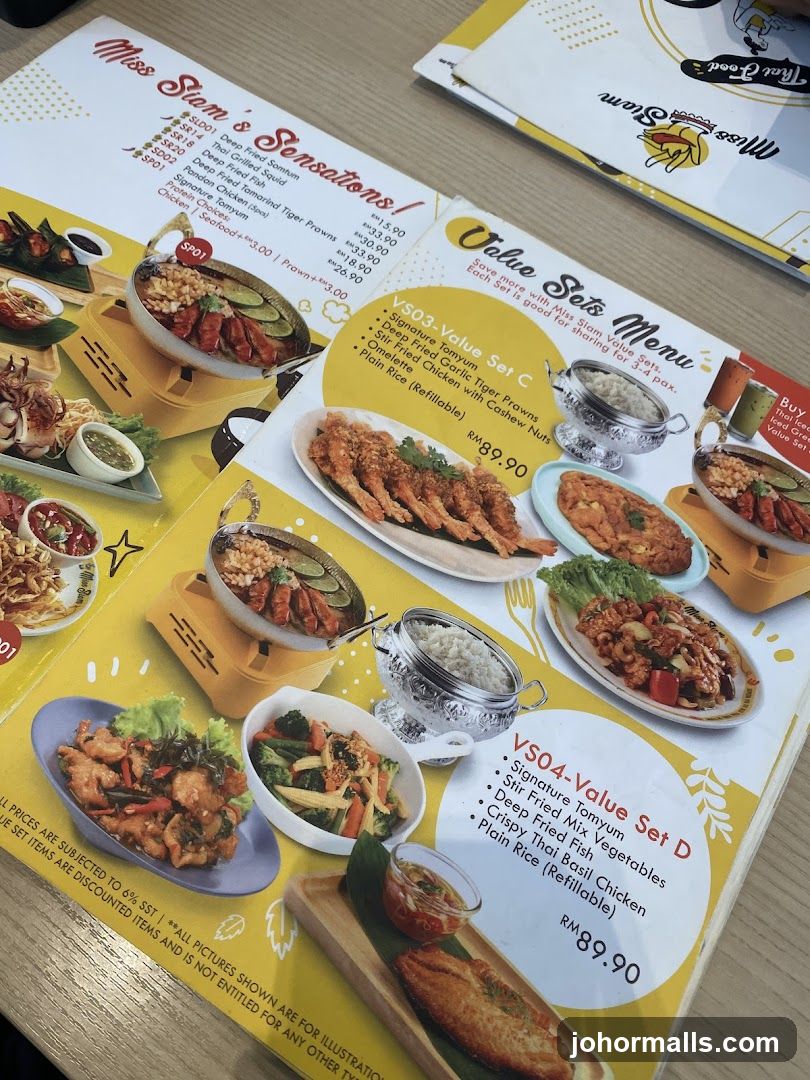 Miss Siam's Sensations! Value Sets Menu