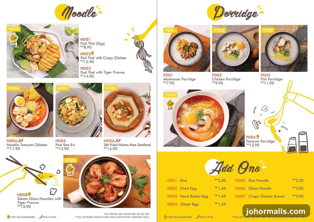 Noodle and Porridge Menu