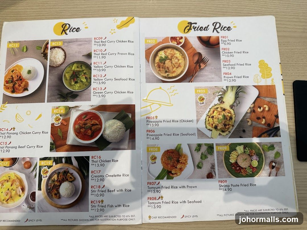 Rice and Fried Rice Menu