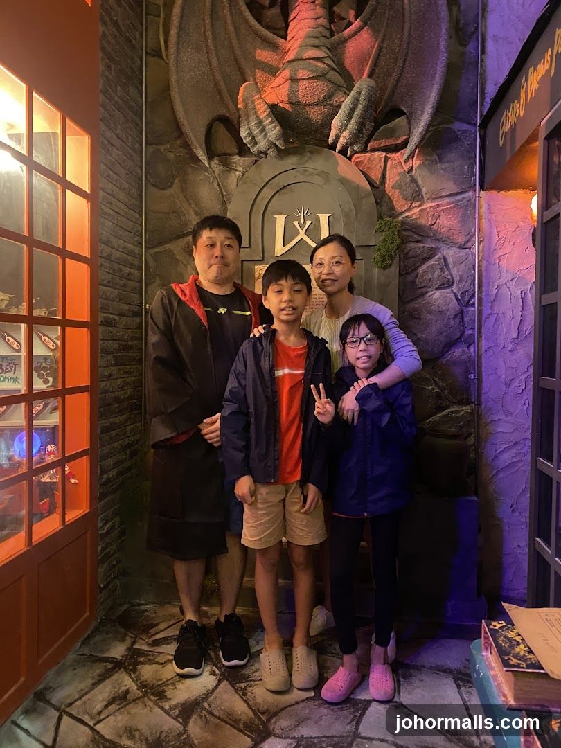 Family Poses in Themed Environment